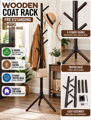 Dark brown wooden coat - brown,
