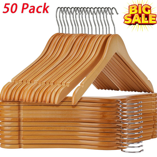 50pack wooden hangers - wooden, home